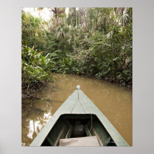 Poster Un canot en bois fait de flotteurs d'Eucylptus en 