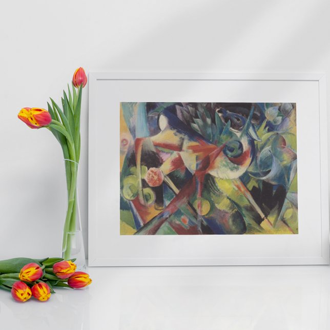 Poster Un cerf dans un jardin fleuri par Franz Marc, Art  (Créateur téléchargé)