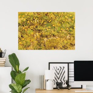 Poster Un champ de fleurs jaunes par Vincent van Gogh