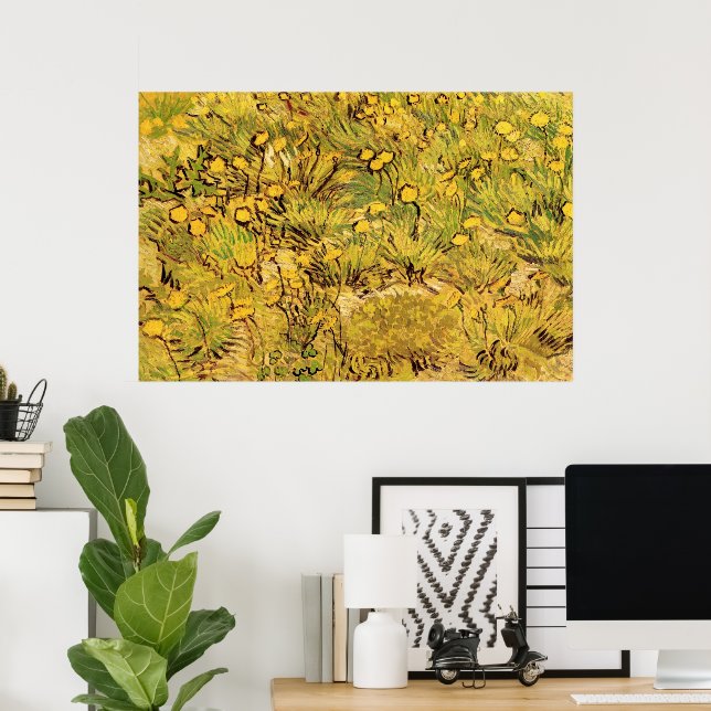 Poster Un champ de fleurs jaunes par Vincent van Gogh (Bureau à domicile)