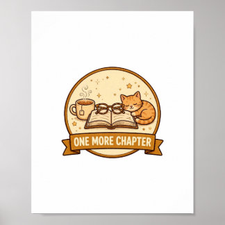 Poster Un chapitre de plus — Livre cosy, thé et chat endo