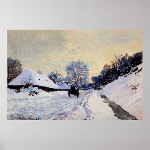 Poster Un chariot sur la neige a couvert la route