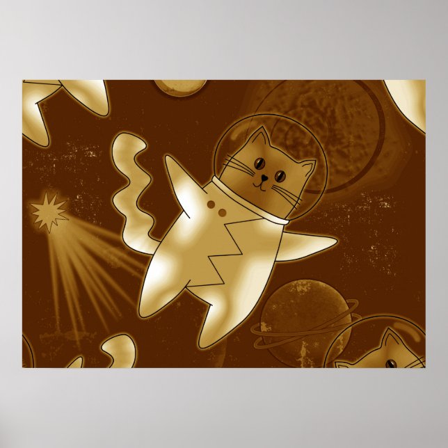 Poster Un chat dans l'espace. (Devant)