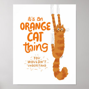 Poster Un Chat Orange - Drôle Tabby Chat Accroché Sur