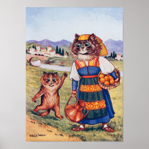 Poster Un chaton veut une orange, Louis Wain