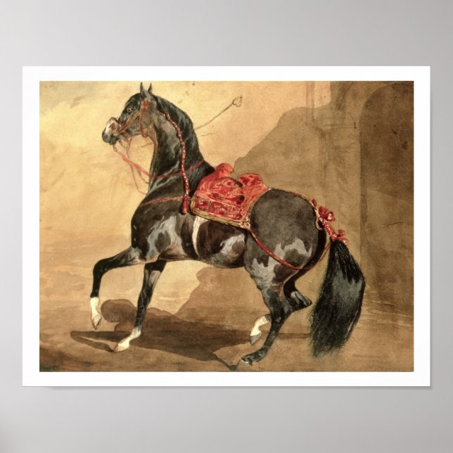 Poster Un cheval d'Arabie (avec une feuille de papier) (Devant)