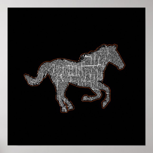 Poster un cheval noir (Devant)