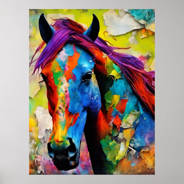 Poster Un Cheval Très Coloré (Devant)