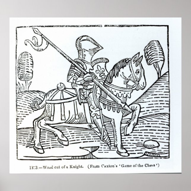 Poster Un chevalier, tiré de "Game of the Chess" de Caxto (Devant)