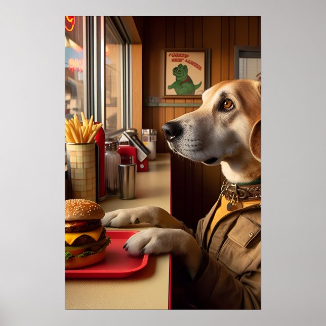 Poster Un chien mignon au Diner (Devant)