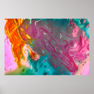 Poster Un closep de couleur huile abstraite peint ondulé