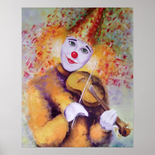 Poster Un clown doux jouant du violon