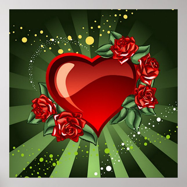 Poster Un coeur et un Rose (Devant)