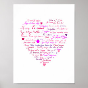 Poster Un coeur fait de mots "Je t'aime"
