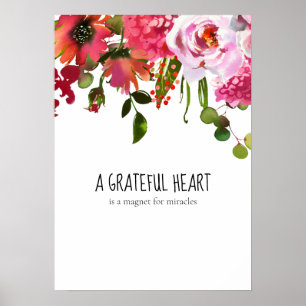 Poster Un coeur gracieux Inspirationnel Floral
