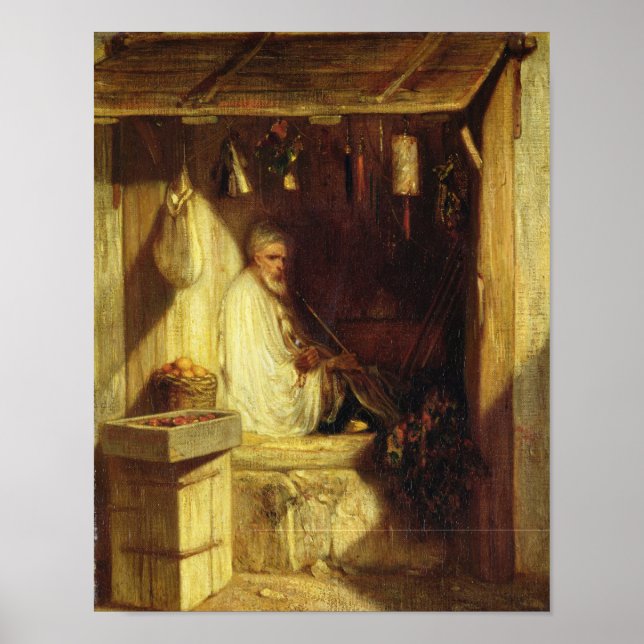 Poster Un commerçant turc fume dans sa boutique, 1844 (Devant)