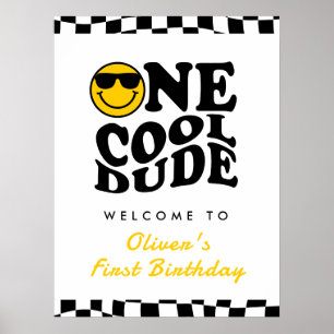 Poster Un Cool Dude Boy 1er Anniversaire Wavy Welcome