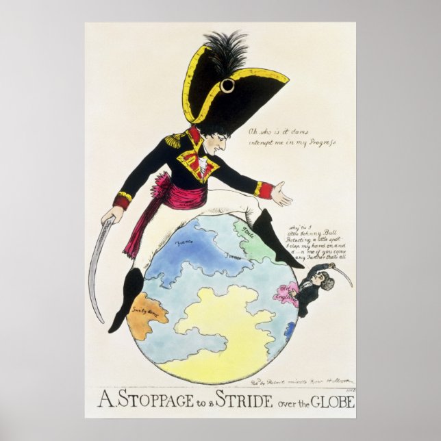 Poster Un coup d'arrêt à un coup sur le globe, 1803 (Devant)
