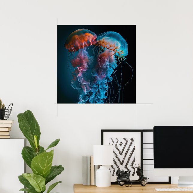 Poster Un couple de méduses vibrantes (Bureau à domicile)