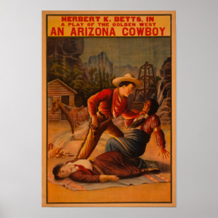 Poster Un cowboy de l'Arizona - cowboy et combat indien