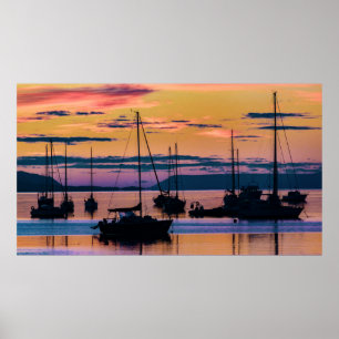 Poster Un crépuscule Au-Dessus Du Port D'Ushuaia