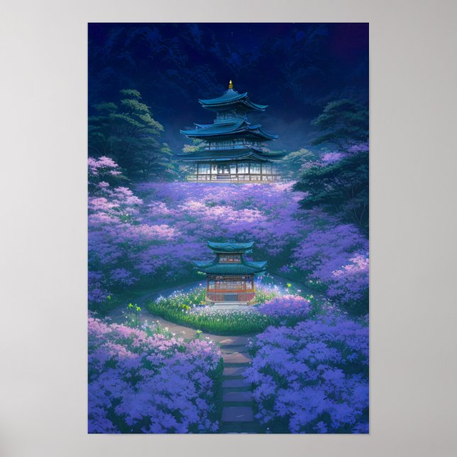 Poster Un crépuscule au temple de Hilltop (Devant)