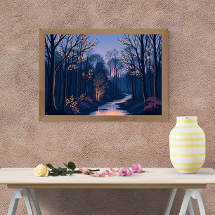 Poster Un crépuscule paisible dans la forêt enchantée