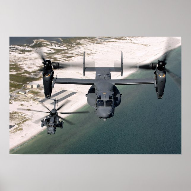 Poster Un CV-22 Osprey et un MH-53 Pave Low (Devant)