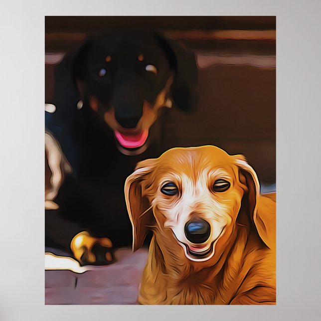 Poster Un Dachshund Chaud Pendant La Chaleur Été (Devant)
