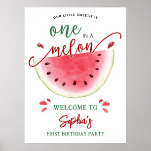Poster Un dans la pastèque Melon Accueil d'anniversaire