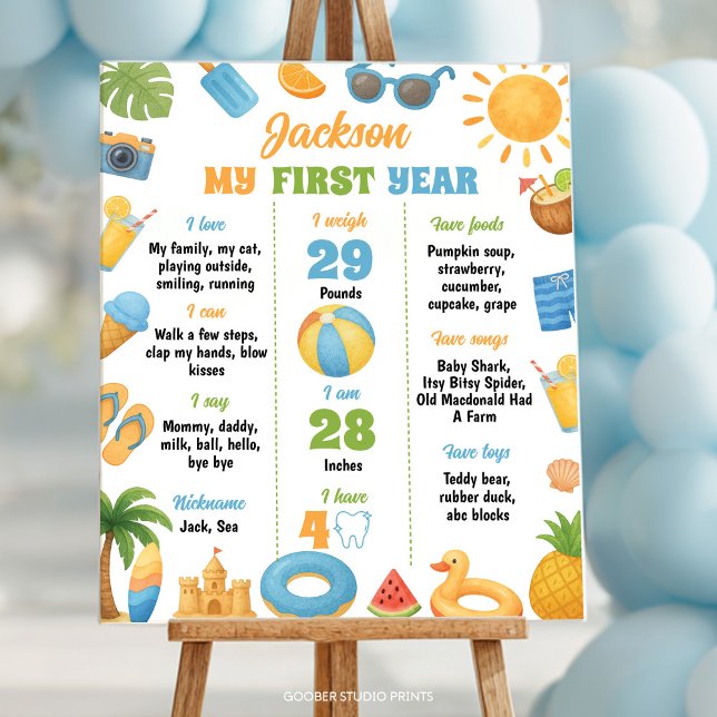 Poster Un dans le soleil 1er anniversaire de fête d'été J (Créateur téléchargé)
