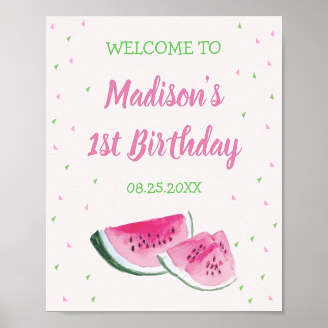Poster Un dans un Melon mignon accueil premier anniversai (Devant)