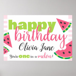 Poster Un dans une pastèque Melon Joyeux Anniversaire Cus