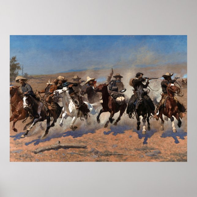 Poster Un Dash pour le Bois par Frederic Remington (Devant)