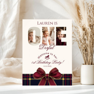 Poster Un Derful 1st BIrthday Preppy Plaid Welcome