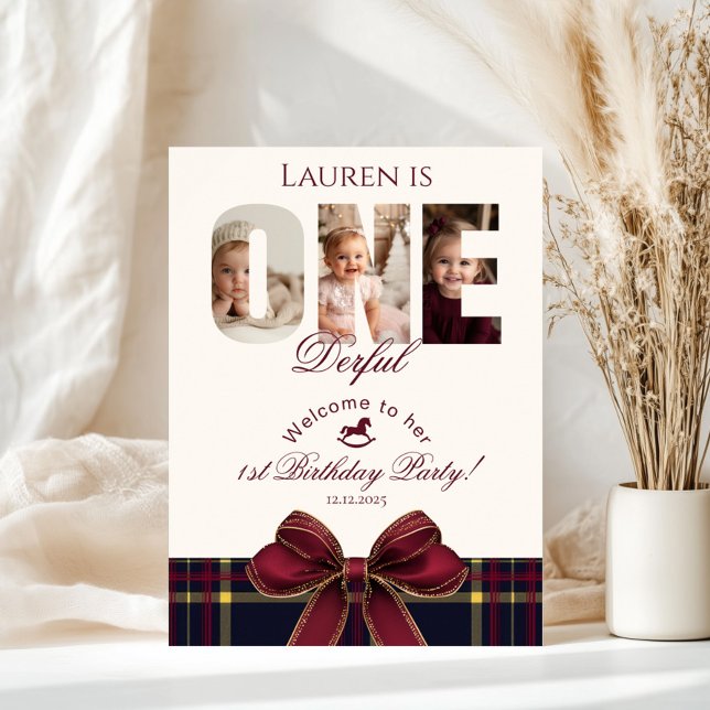 Poster Un Derful 1st BIrthday Preppy Plaid Welcome (Créateur téléchargé)