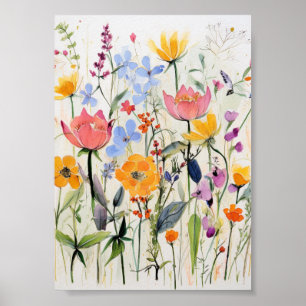 Poster Un design floral fantaisiste, fleurs sauvages
