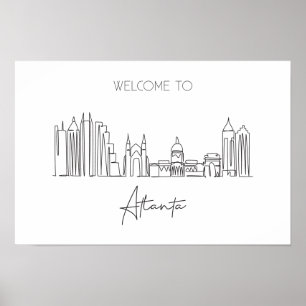 Poster Un Dessin En Ligne Continu D'Atlanta Skyline