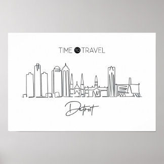 Poster Un Dessin En Ligne Continu De La Ligne Skyline De