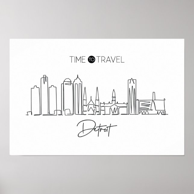 Poster Un Dessin En Ligne Continu De La Ligne Skyline De  (Devant)
