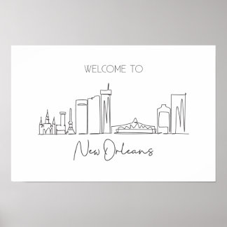 Poster Un Dessin En Ligne Continue De La Nouvelle-Orléans