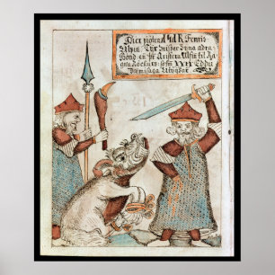 Poster Un dieu Tyr des norses perdant sa main au loup
