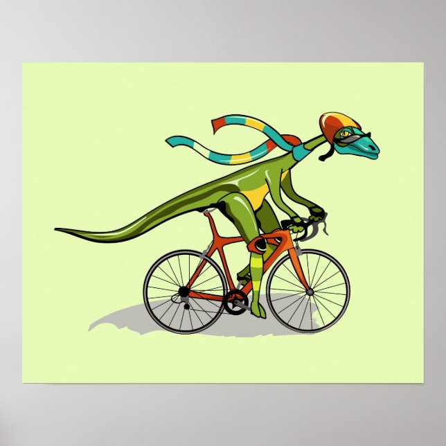 Poster Un Dinosaure Anabisetia À Vélo. (Devant)