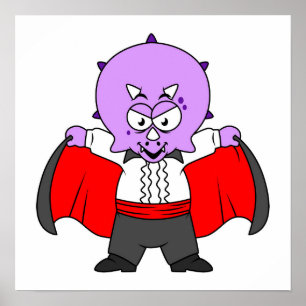 Poster Un Dinosaure De Ceratops Habillé Comme Comte Dracu