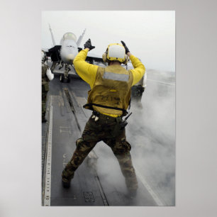 Poster Un directeur d'avions signale un frelon de F/A-18C