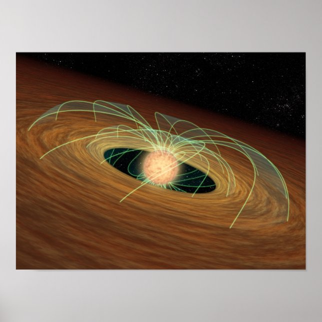 Poster Un disque poussiéreux formant une planète en orbit (Devant)