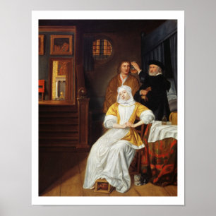 Poster Un docteur Visiting jeune Madame dans une chambre