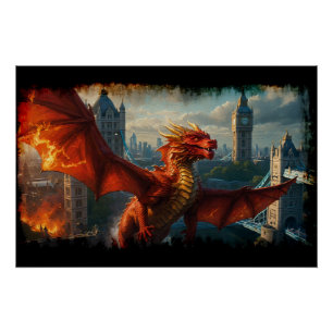 Poster Un dragon écossais rouge réchauffe Londres