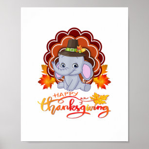 Poster Un drôle d'éléphant Bon thanksgiving turc