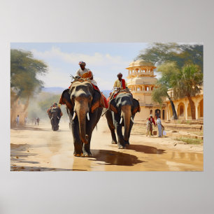Poster Un éléphant indien peint à l'huile